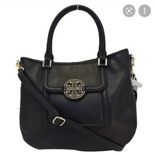 Tory Burch Amanda Black Leather Shoulder Bag